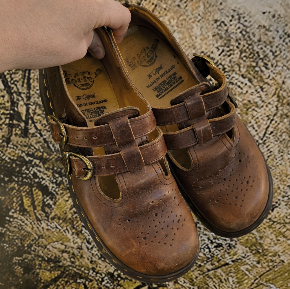 VTG 90's Doc Dr. Martens Made In England Double Strap Mary Janes US 7-7.5